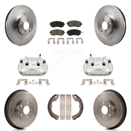 Front Rear Brake Caliper Rotors Drums Ceramic Pads Kit (8Pc) For Subaru Forester Impreza KC8-100784C