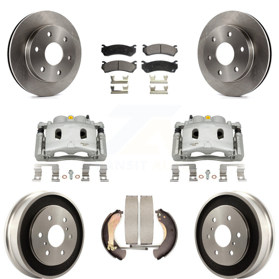 Front Rear Disc Brake Caliper Rotors Drums Semi-Metallic Pads Kit (8Pc) For KC8-100784P