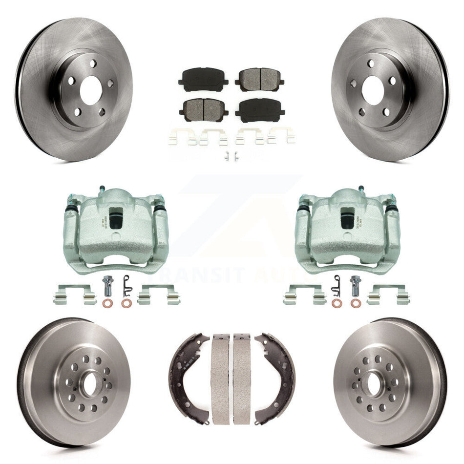 Front Rear Brake Caliper Rotors Drum Semi-Metallic Pads Kit (8Pc) For Toyota Matrix Vibe KC8-100784S