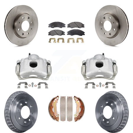 Front Rear Disc Brake Caliper Rotor Drum Ceramic Pad Kit (8Pc) For 2007-2009 Kia Spectra KC8-100784T