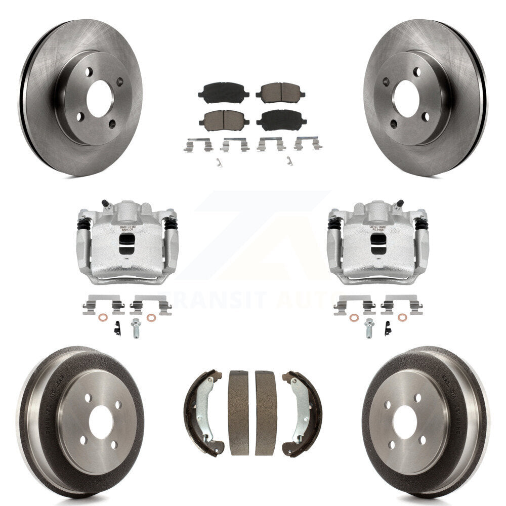 Front Rear Disc Brake Caliper Rotors Drum Ceramic Pad Kit (8Pc) For Saturn Ion Chevrolet KC8-100785C