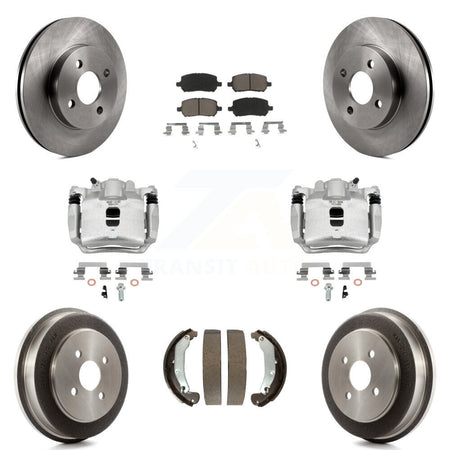 Front Rear Disc Brake Caliper Rotors Drum Ceramic Pad Kit (8Pc) For Saturn Ion Chevrolet KC8-100785C