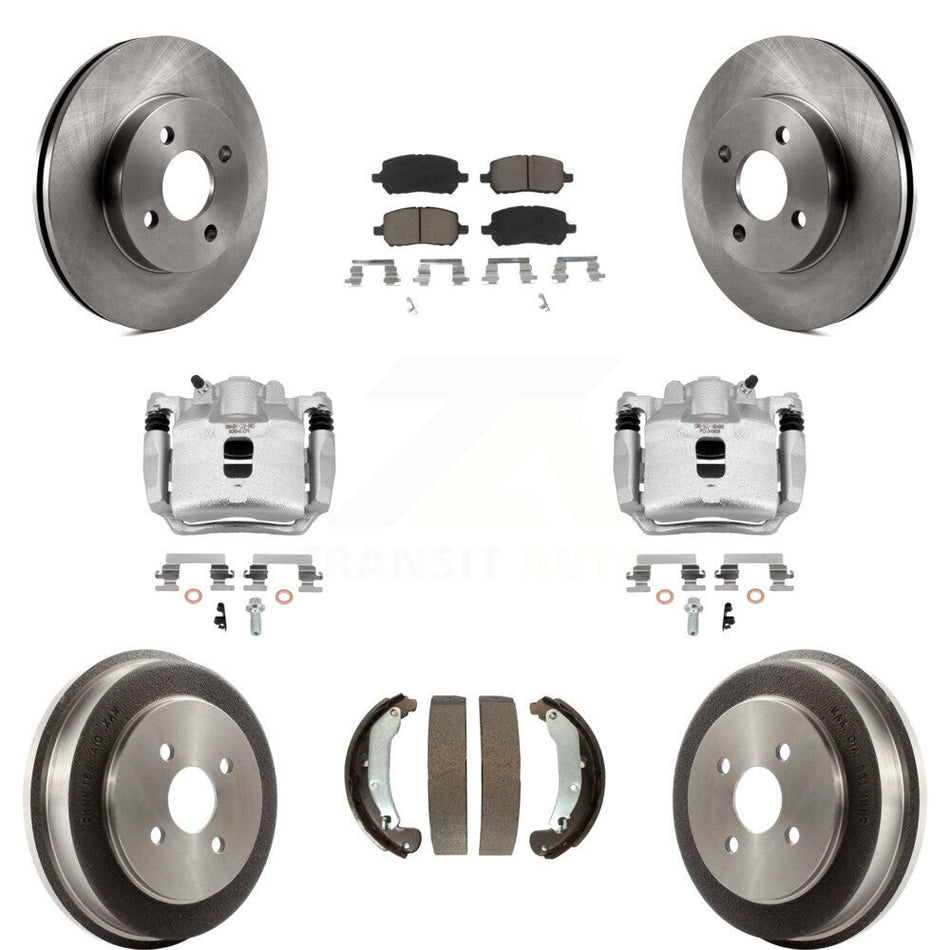 Front Rear Disc Brake Caliper Rotors Drum Ceramic Pad Kit (8Pc) For Saturn Ion Chevrolet KC8-100785C