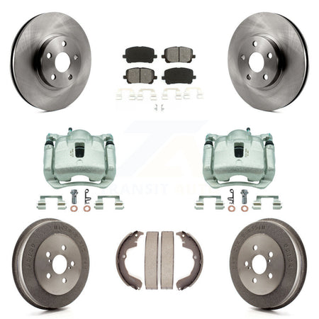 Front Rear Brake Caliper Rotors Drum Semi-Metallic Pads Kit (8Pc) For Toyota Matrix Vibe KC8-100785S