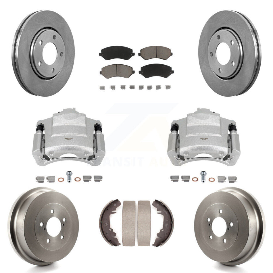Front Rear Brake Caliper Rotor Drum Ceramic Pad Kit (8Pc) For Dodge Caravan Grand Town & KC8-100790C