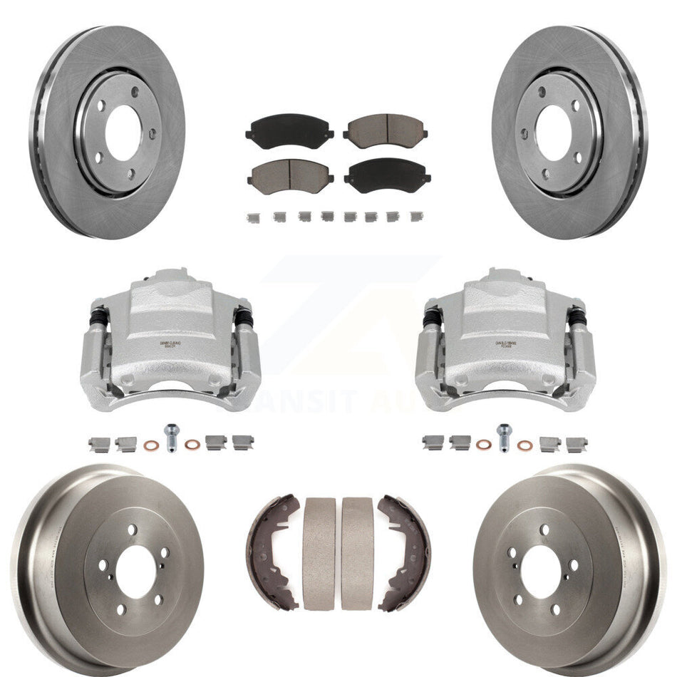 Front Rear Brake Caliper Rotor Drum Ceramic Pad Kit (8Pc) For Dodge Caravan Grand Town & KC8-100790C
