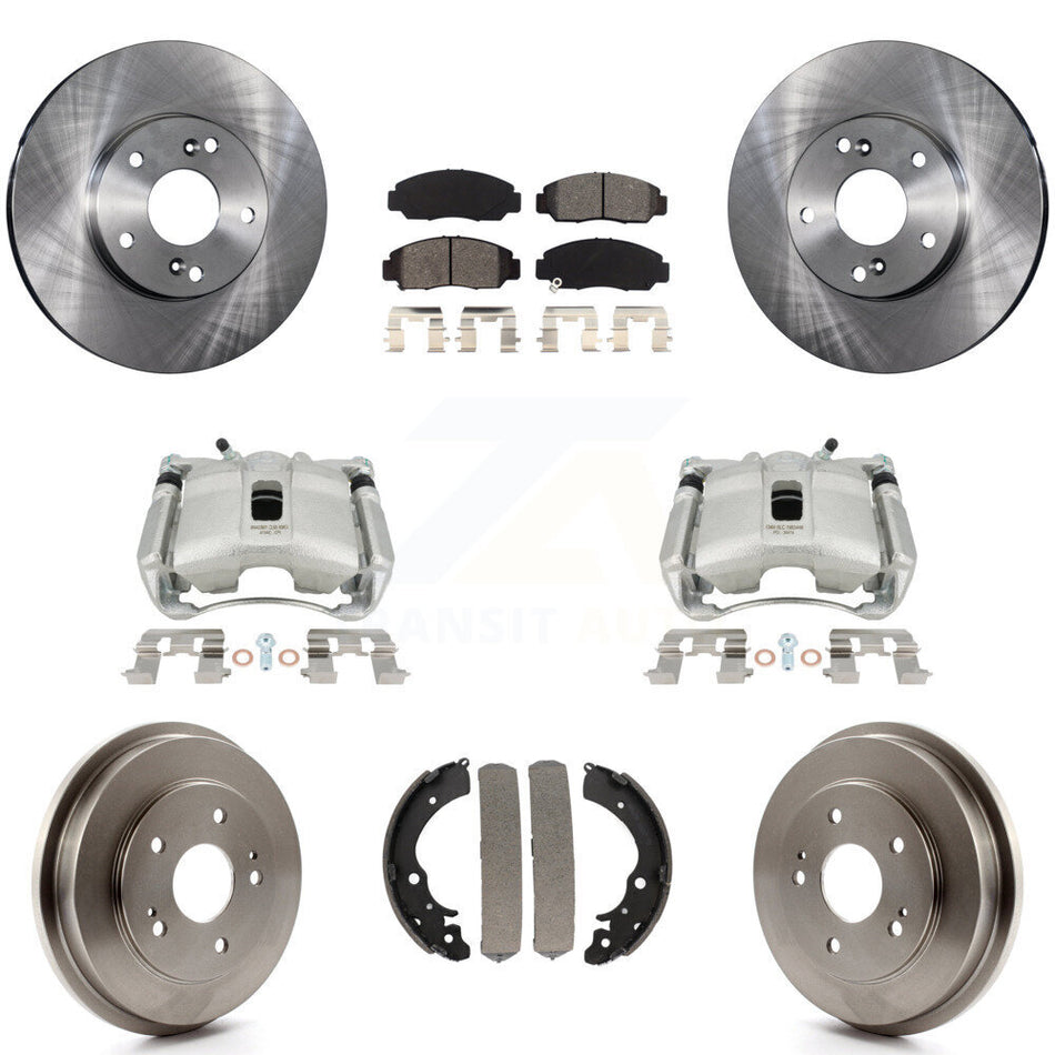 Front Rear Disc Brake Caliper Rotors Drums Semi-Metallic Pads Kit (8Pc) For Honda Civic GX with 1.8L KC8-100790S