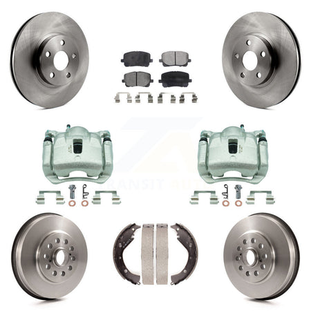 Front Rear Brake Caliper Rotors Drum Semi-Metallic Pads Kit (8Pc) For Toyota Matrix Vibe KC8-100791P