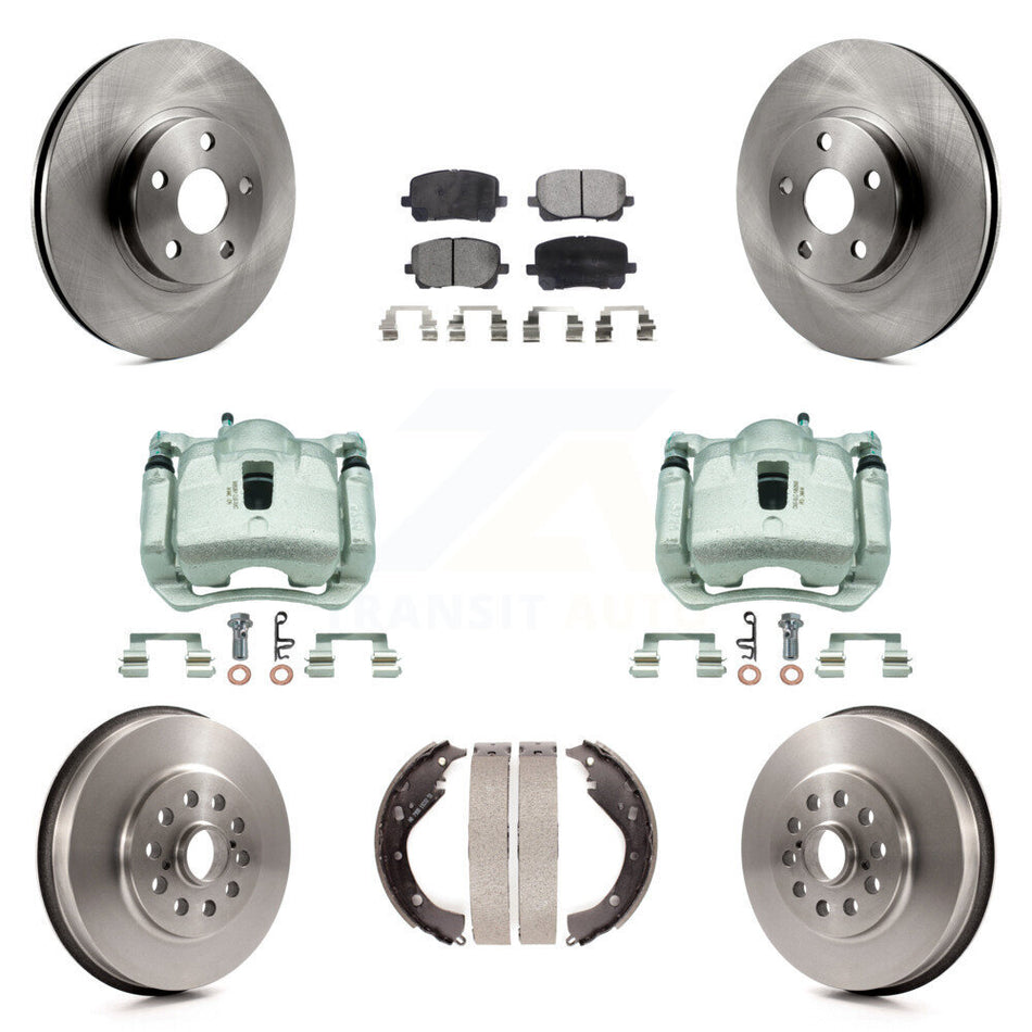 Front Rear Brake Caliper Rotors Drum Semi-Metallic Pads Kit (8Pc) For Toyota Matrix Vibe KC8-100791P