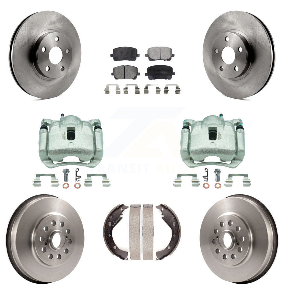 Front Rear Brake Caliper Rotors Drum Semi-Metallic Pads Kit (8Pc) For Toyota Matrix Vibe KC8-100791P
