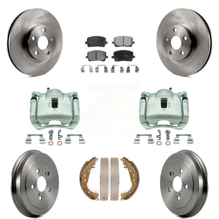 Front Rear Disc Brake Caliper Rotors Drum Semi-Metallic Pad Kit (8Pc) For Toyota Corolla KC8-100792P