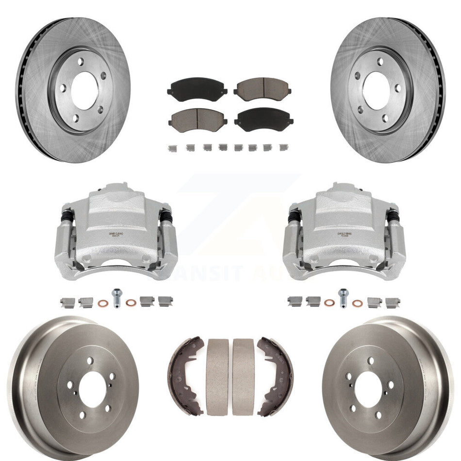 Front Rear Disc Brake Caliper Rotors Drum Ceramic Pads Kit (8Pc) For Dodge Grand Caravan KC8-100793C