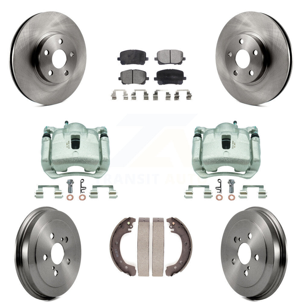 Front Rear Disc Brake Caliper Rotors Drum Semi-Metallic Pad Kit (8Pc) For Toyota Corolla KC8-100793P