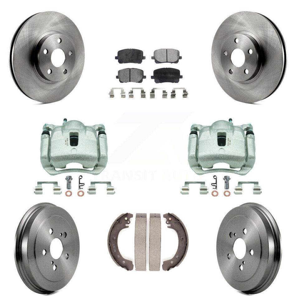 Front Rear Disc Brake Caliper Rotors Drum Semi-Metallic Pad Kit (8Pc) For Toyota Corolla KC8-100793P