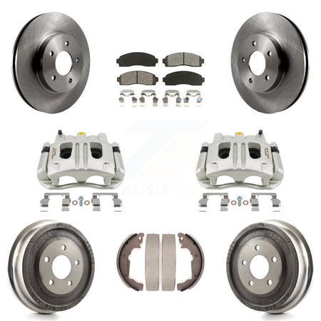 Front Rear Brake Caliper Rotors Drums Semi-Metallic Pads Kit (8Pc) For Chevrolet Equinox KC8-100793S