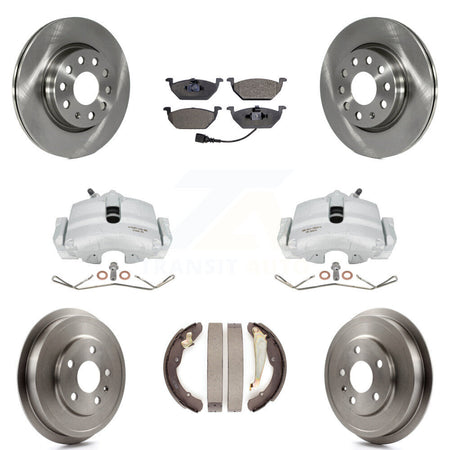 Front Rear Disc Brake Caliper Rotors Drums Ceramic Pads Kit (8Pc) For Volkswagen Jetta With 280mm Diameter Rotor KC8-100793T by Transit Auto