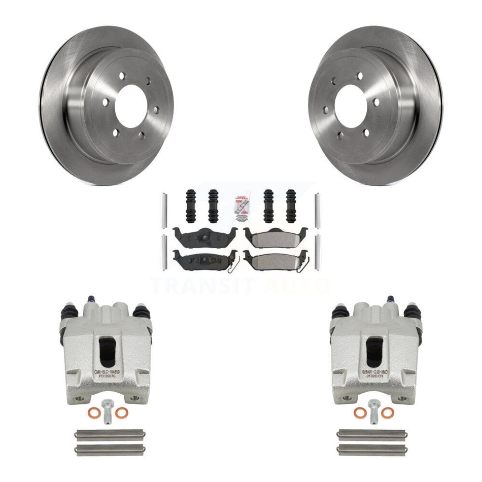 Rear Disc Brake Caliper Rotors And Semi-Metallic Pads Kit For Ford F-150 Lincoln Mark LT KC8-100794N