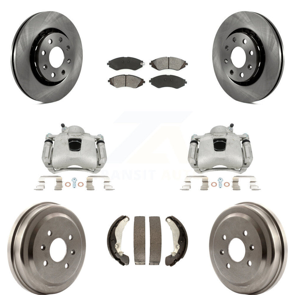 Front Rear Disc Brake Caliper Rotors Drums Semi-Metallic Pads Kit (8Pc) For Chevrolet Aveo Spark Aveo5 Pontiac G3 Suzuki Wave Wave5 Swift+ KC8-100794S
