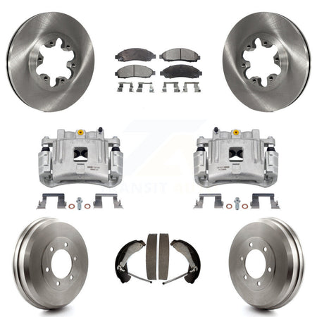 Front Rear Brake Caliper Rotors Drums Ceramic Pads Kit (8Pc) For Chevrolet Colorado GMC KC8-100794T