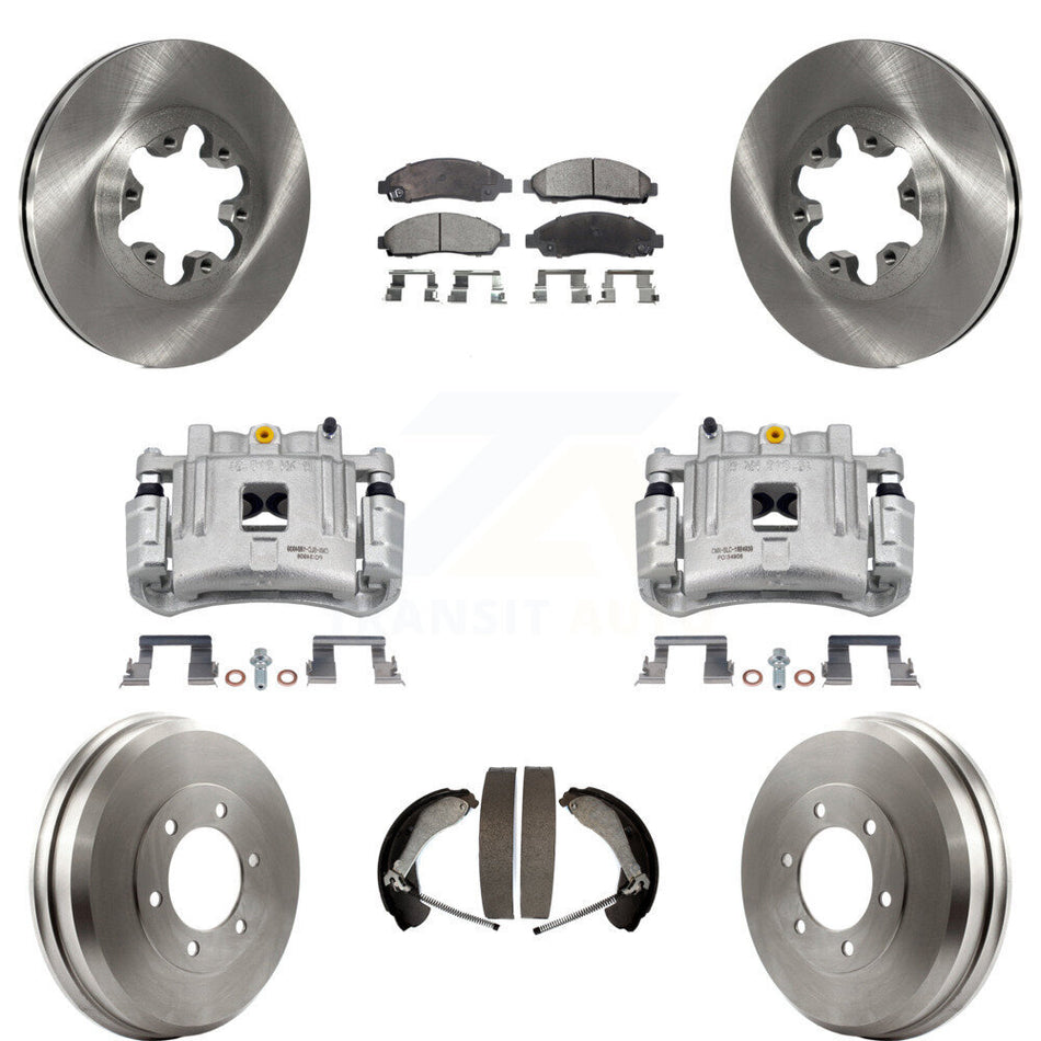 Front Rear Brake Caliper Rotors Drums Ceramic Pads Kit (8Pc) For Chevrolet Colorado GMC KC8-100794T