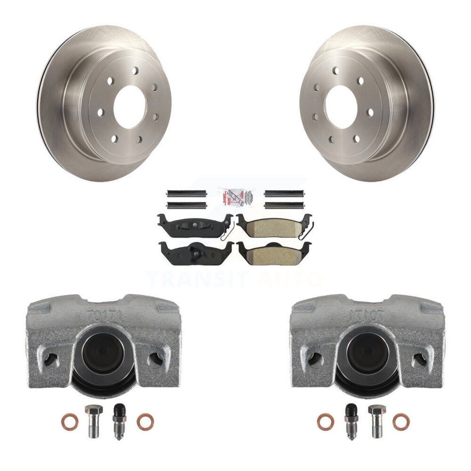 Rear Disc Brake Caliper Rotors And Semi-Metallic Pads Kit For Ford F-150 Lincoln Mark LT KC8-100795N by Transit Auto