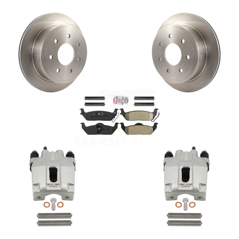 Rear Disc Brake Caliper Rotors And Semi-Metallic Pads Kit For Ford F-150 Lincoln Mark LT KC8-100795N