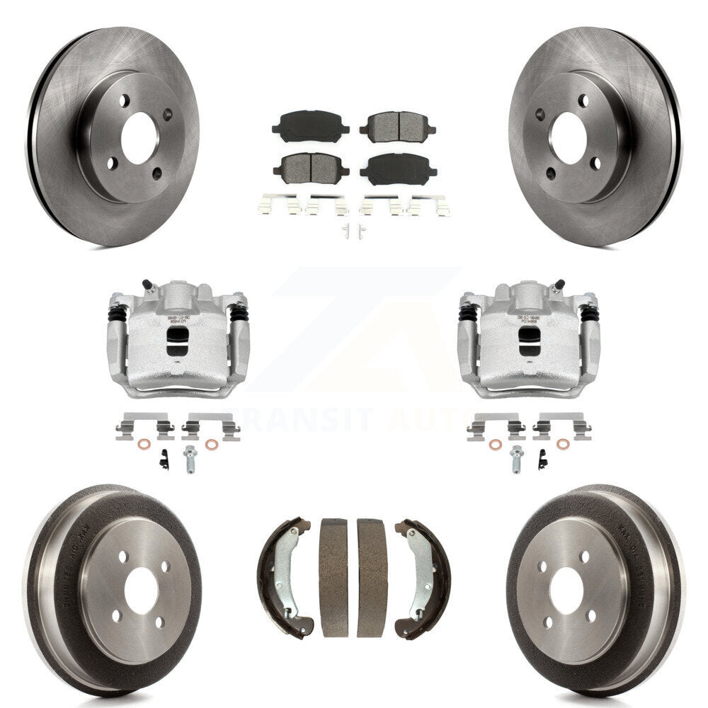 Front Rear Brake Caliper Rotor Drum Semi-Metallic Pad Kit (8Pc) For Saturn Ion Chevrolet KC8-100796S