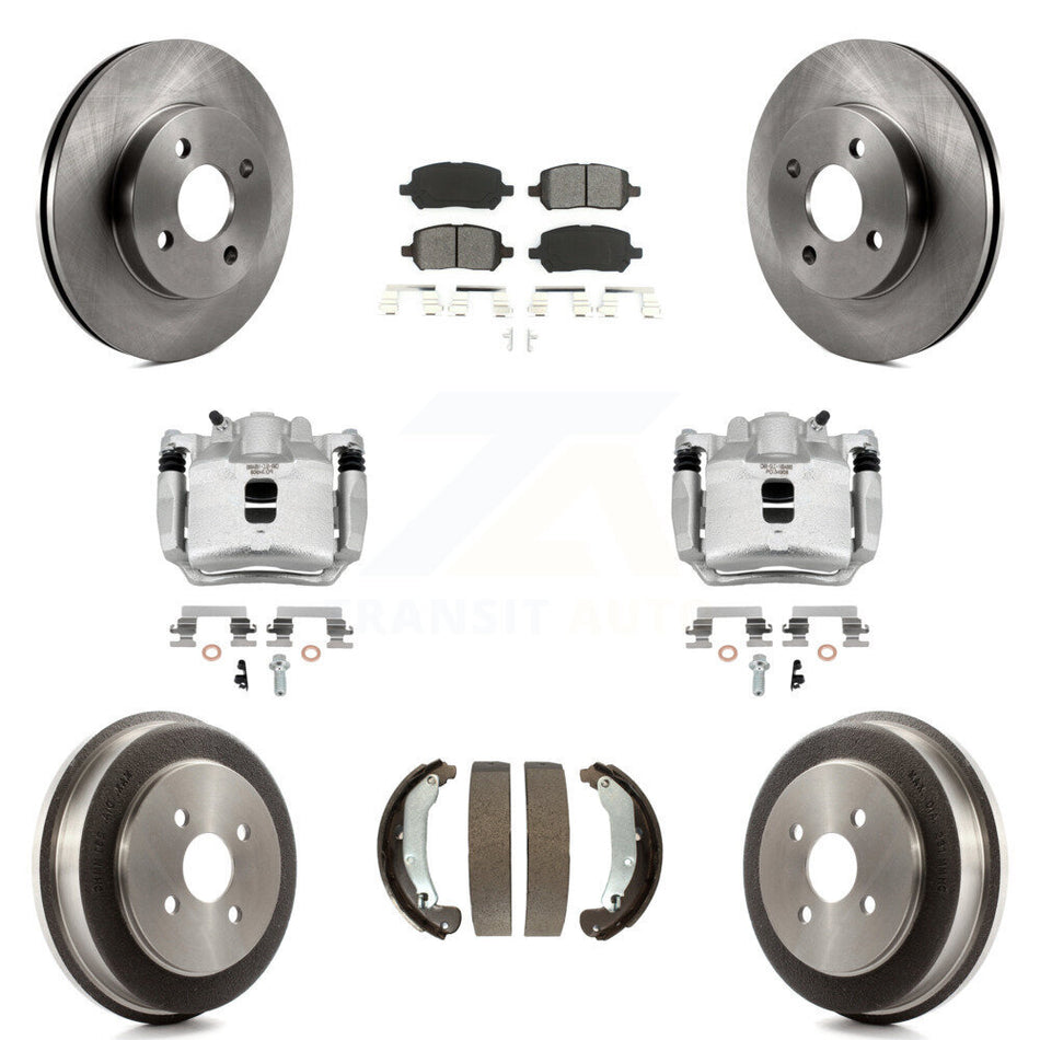 Front Rear Brake Caliper Rotor Drum Semi-Metallic Pad Kit (8Pc) For Saturn Ion Chevrolet KC8-100796S