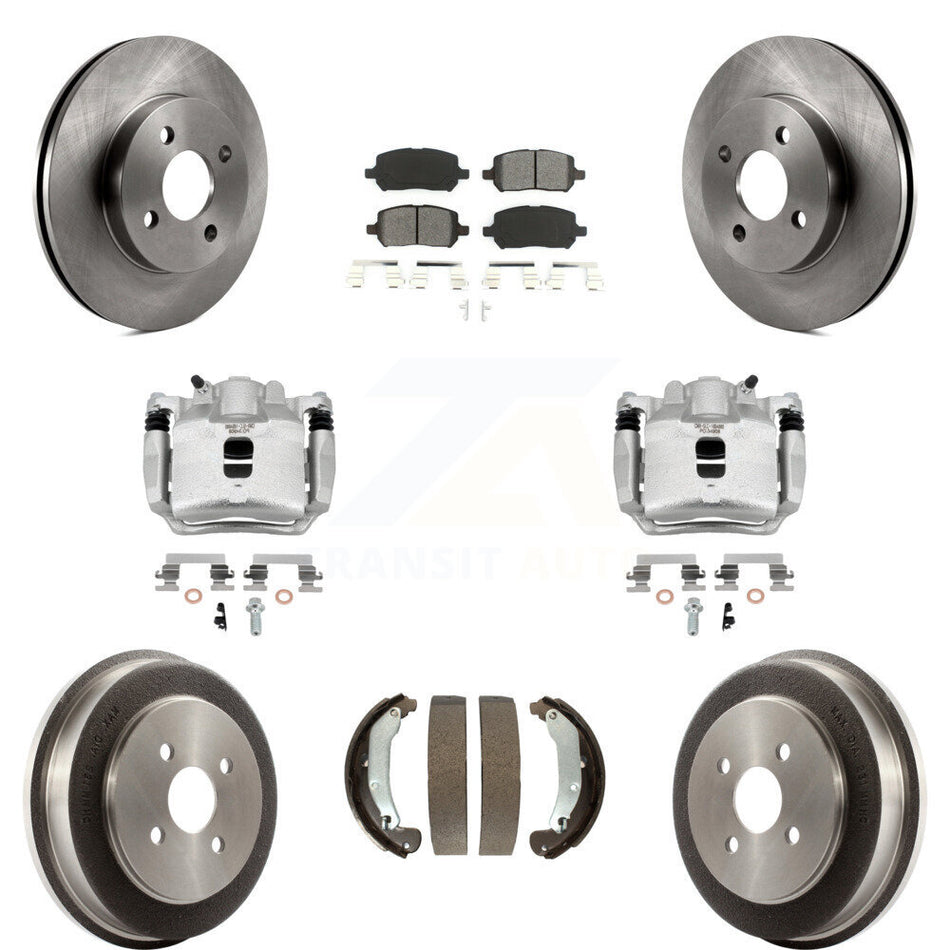 Front Rear Brake Caliper Rotor Drum Semi-Metallic Pad Kit (8Pc) For Saturn Ion Chevrolet KC8-100796S