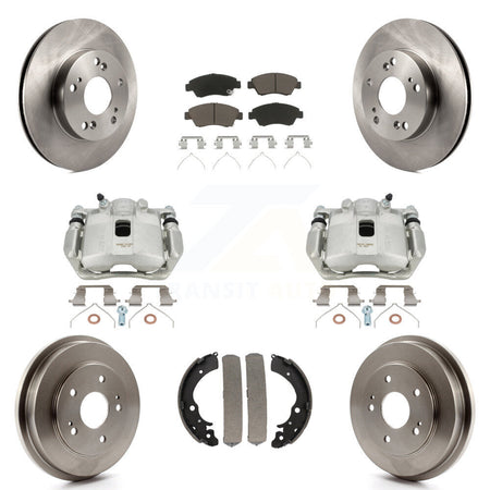 Front Rear Disc Brake Caliper Rotors Drums Ceramic Pads Kit (8Pc) For Honda Civic KC8-100798C by Transit Auto