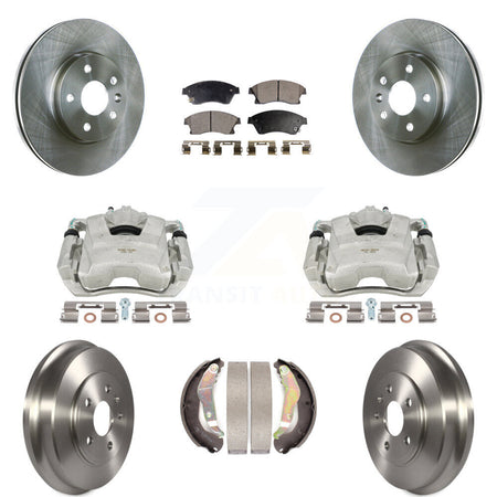 Front Rear Disc Brake Caliper Rotors Drums Semi-Metallic Pads Kit (8Pc) For Chevrolet Sonic KC8-100798P by Transit Auto