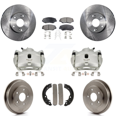 Front Rear Disc Brake Caliper Rotors Drums Ceramic Pads Kit (8Pc) For Honda Fit Accord KC8-100798T