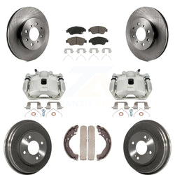 Front Rear Disc Brake Caliper Rotors Drums Ceramic Pads Kit (8Pc) For Honda Fit KC8-100799C