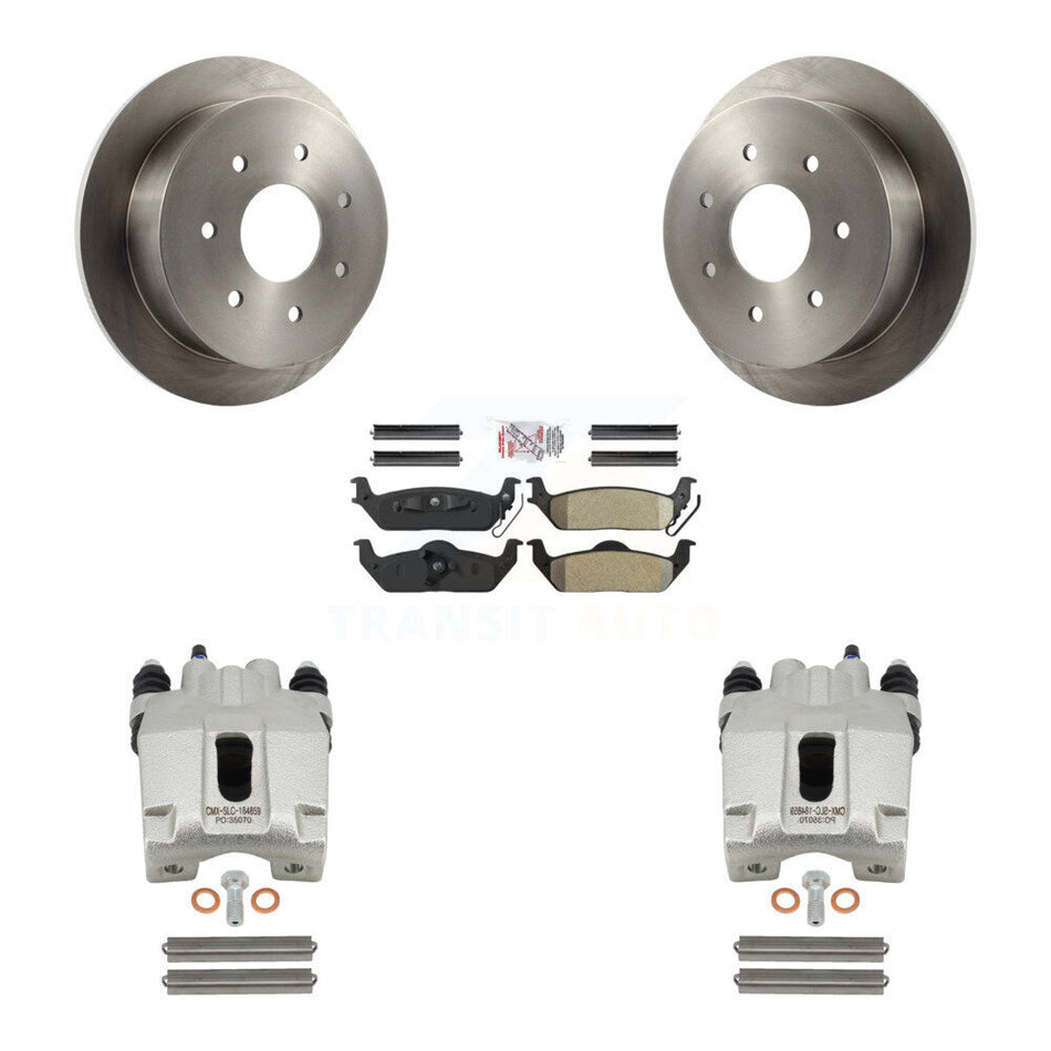 Rear Disc Brake Caliper Rotors And Semi-Metallic Pads Kit For 2004 Ford F-150 With 7 Lug Wheels KC8-100799N