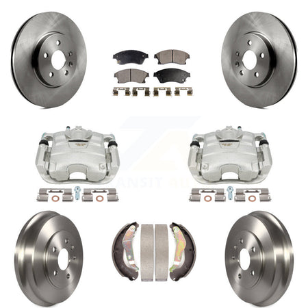 Front Rear Disc Brake Caliper Rotors Drums Semi-Metallic Pads Kit (8Pc) For 2013-2017 Chevrolet Trax KC8-100799P by Transit Auto