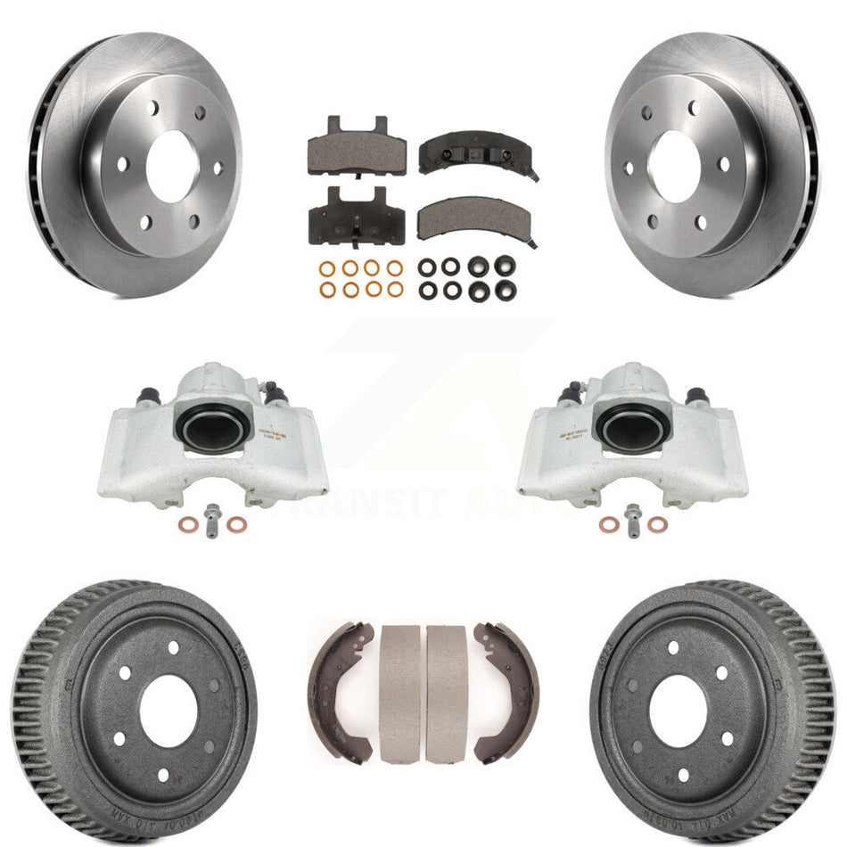 Front Rear Disc Brake Caliper Rotors Drums Semi-Metallic Pads Kit (8Pc) For Chevrolet K1500 GMC Yukon Blazer KC8-100800P by Transit Auto