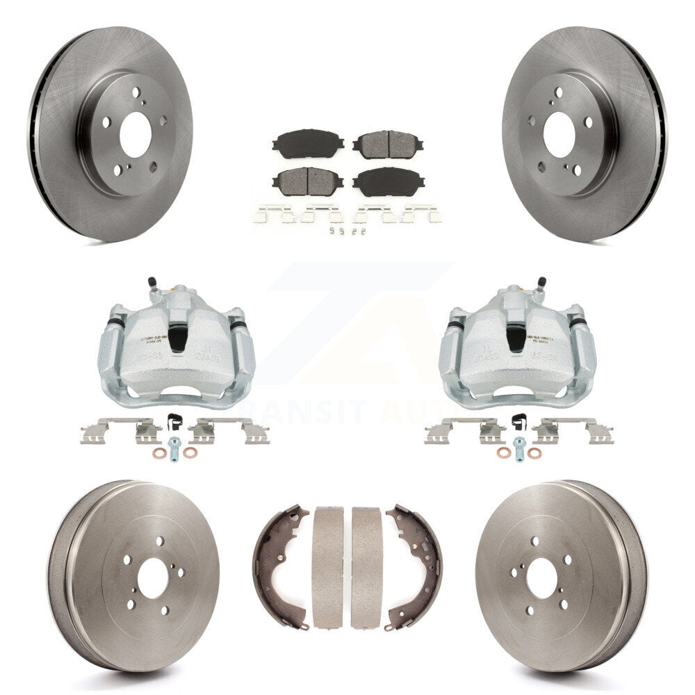 Front Rear Brake Caliper Rotors Drum Semi-Metallic Pad Kit (8Pc) For 04-10 Toyota Sienna KC8-100801S