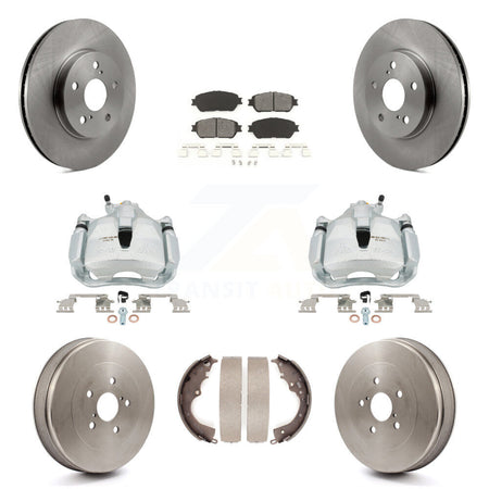 Front Rear Brake Caliper Rotors Drum Semi-Metallic Pad Kit (8Pc) For 04-10 Toyota Sienna KC8-100801S