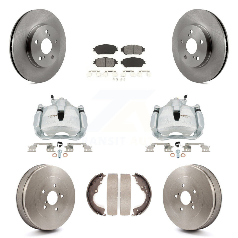 Front Rear Brake Caliper Rotors Drum Semi-Metallic Pad Kit (8Pc) For 04-10 Toyota Sienna KC8-100801S