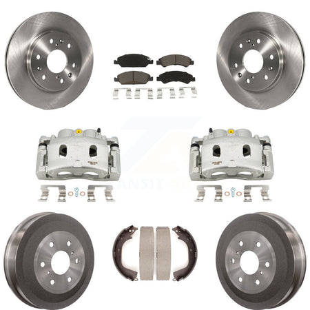 Front Rear Brake Caliper Rotors Drum Ceramic Pad Kit (8Pc) For GMC Sierra 1500 Chevrolet KC8-100802C