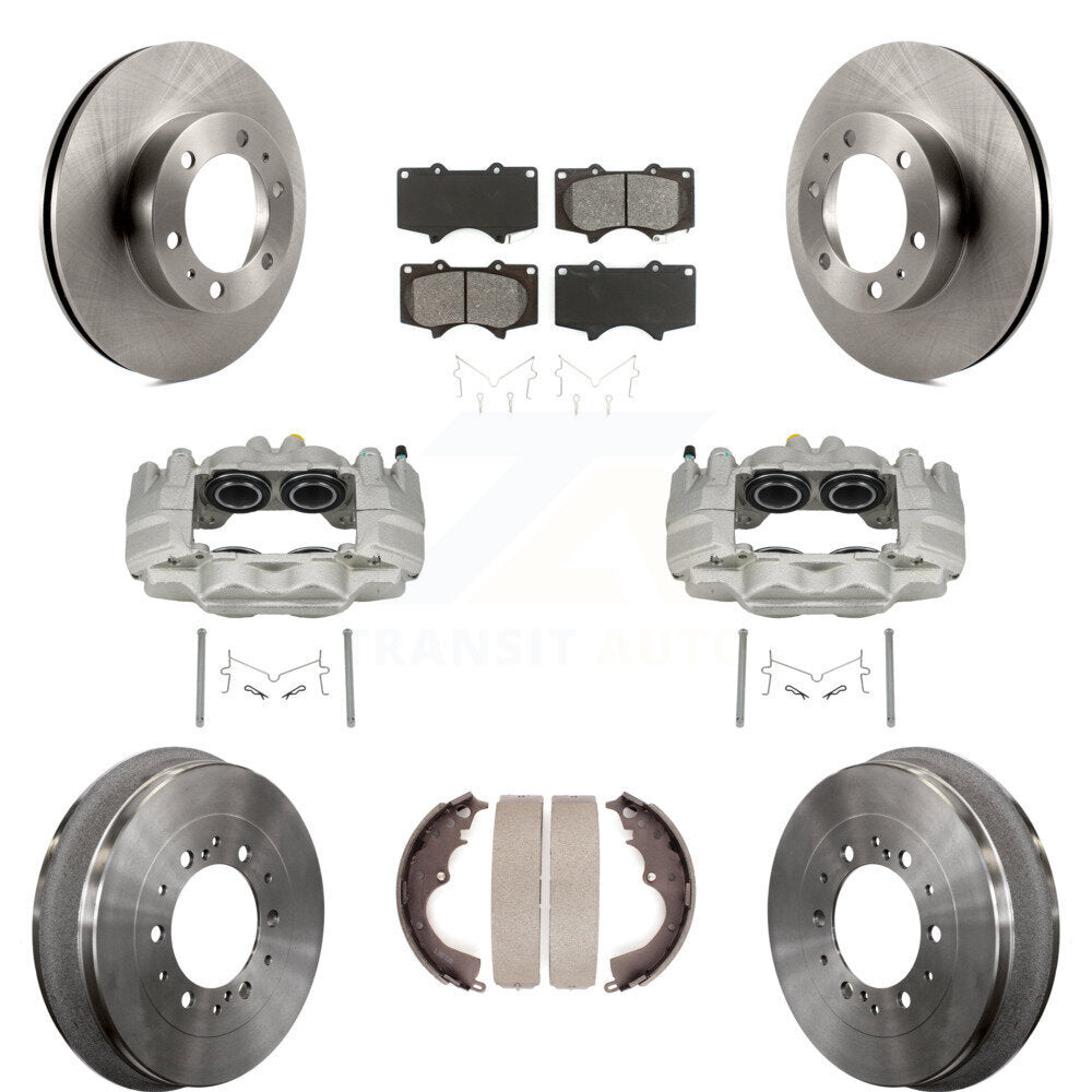 Front Rear Disc Brake Caliper Rotors Drum Semi-Metallic Pads Kit (8Pc) For Toyota Tacoma KC8-100802S