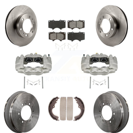 Front Rear Disc Brake Caliper Rotors Drum Semi-Metallic Pads Kit (8Pc) For Toyota Tacoma KC8-100802S