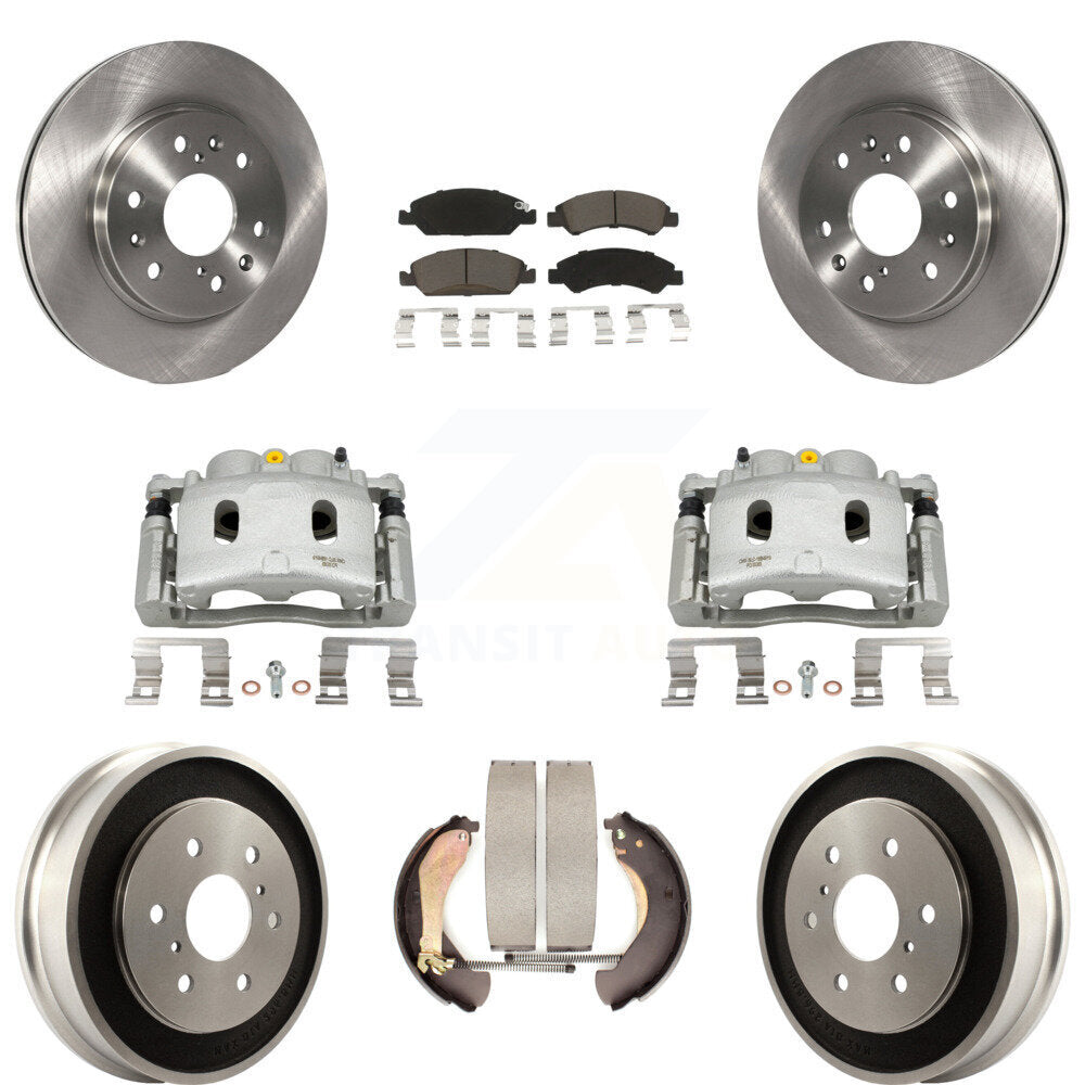 Front Rear Brake Caliper Rotors Drums Ceramic Pads Kit (8Pc) For Chevrolet GMC Silverado KC8-100803C
