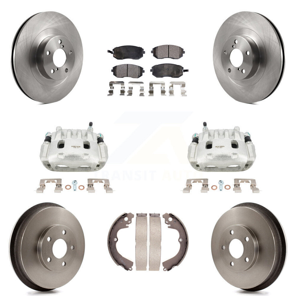 Front Rear Disc Brake Caliper Rotor Drum Semi-Metallic Pad Kit (8Pc) For Subaru Forester KC8-100803P