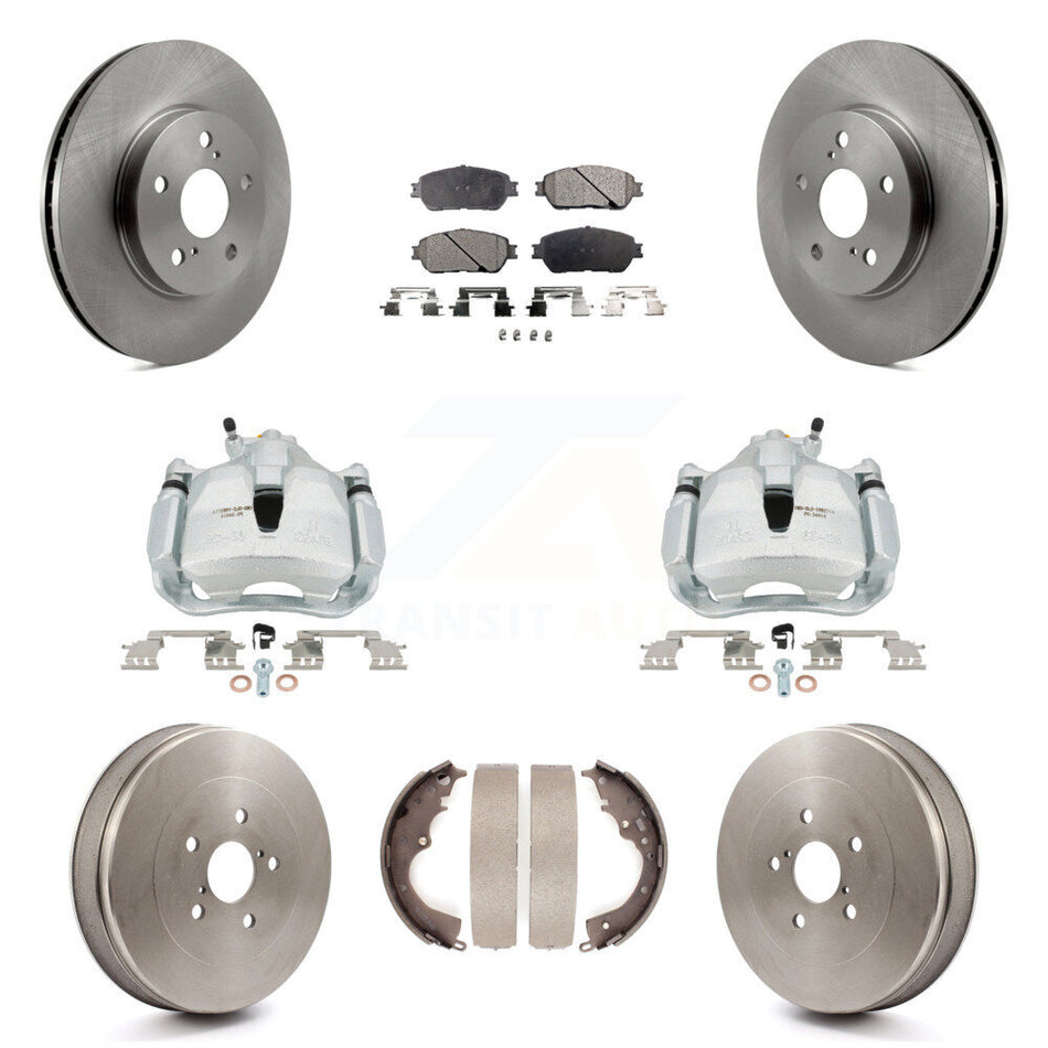 Front Rear Brake Caliper Rotors Drums Ceramic Pads Kit (8Pc) For 2004-2010 Toyota Sienna KC8-100803T