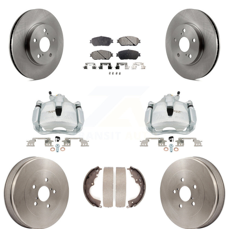 Front Rear Brake Caliper Rotors Drums Ceramic Pads Kit (8Pc) For 2004-2010 Toyota Sienna KC8-100803T