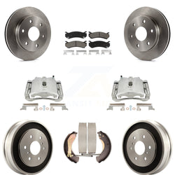 Front Rear Disc Brake Caliper Rotors Drums Ceramic Pads Kit (8Pc) For Chevrolet Silverado 1500 GMC Sierra Classic KC8-100804C