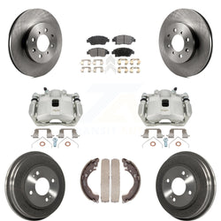 Front Rear Disc Brake Caliper Rotors Drums Semi-Metallic Pads Kit (8Pc) For Honda Fit KC8-100804P