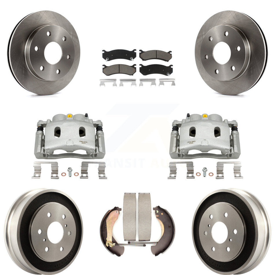 Front Rear Brake Caliper Rotors Drum Ceramic Pads Kit (8Pc) For Chevrolet Silverado 1500 KC8-100805C