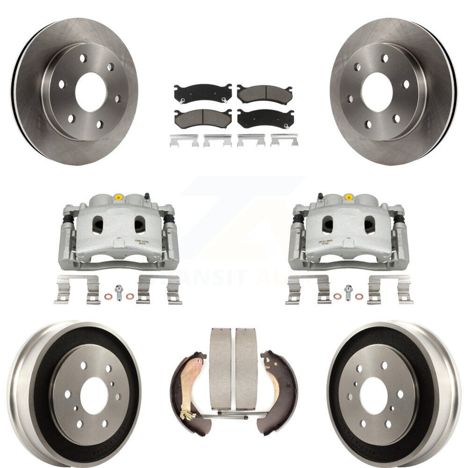 Front Rear Brake Caliper Rotors Drum Ceramic Pads Kit (8Pc) For Chevrolet Silverado 1500 KC8-100805C